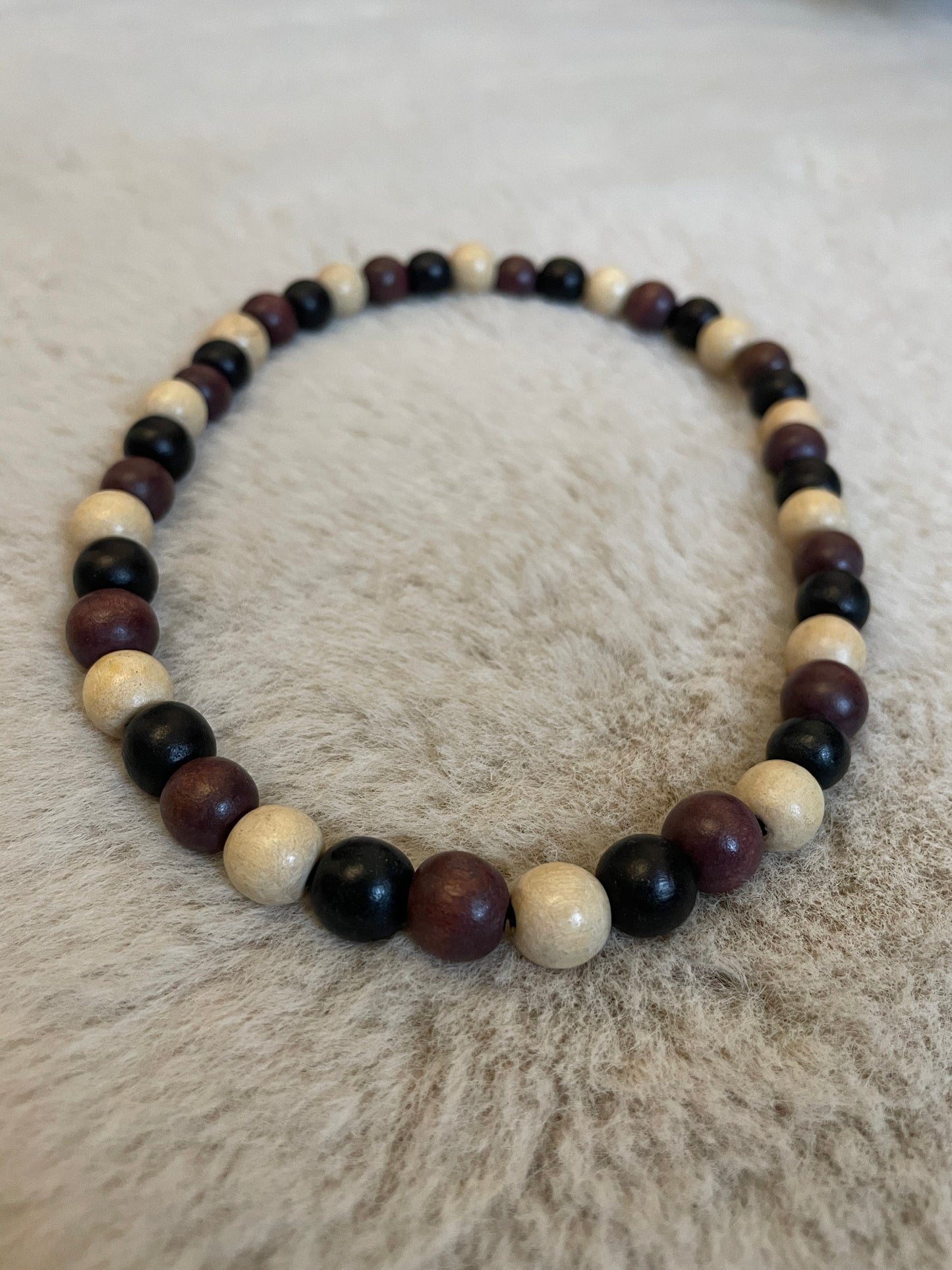 Collier Boho DUNES en perles de bois - Crème/brun/brun foncé