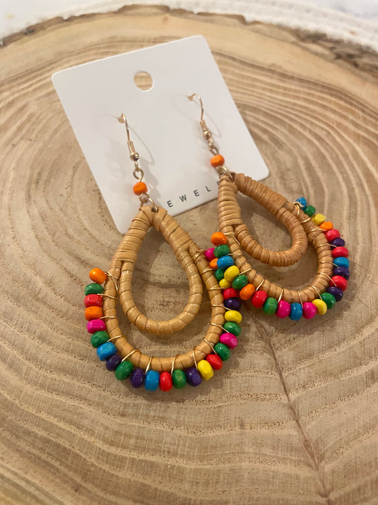 Boucles d'oreilles PARTY - Multicouleur en rattan