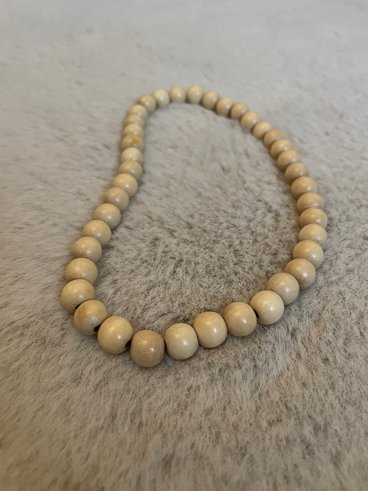 Collier Boho NATURE en perles de bois - Crème