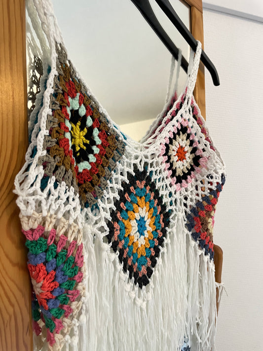 Top à crochet boho - blanc
