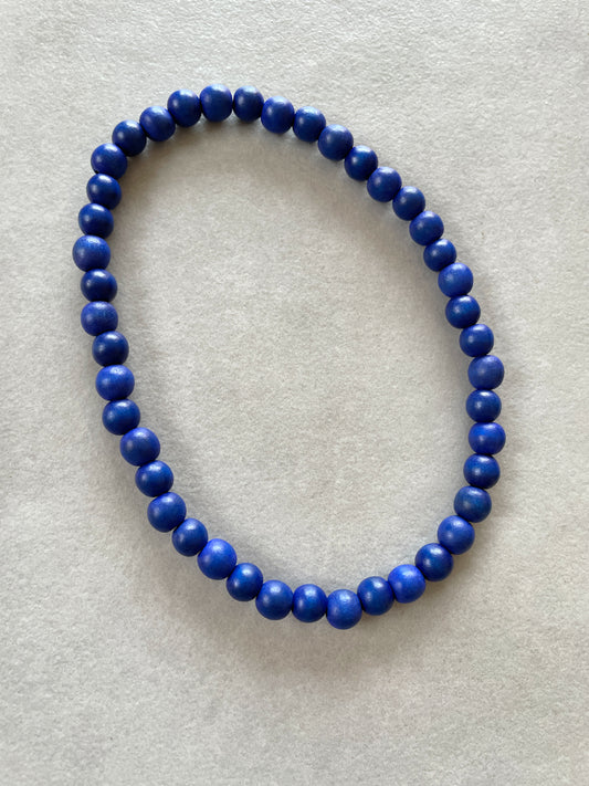 Collier Boho perles en bois - ROYAL BLUE