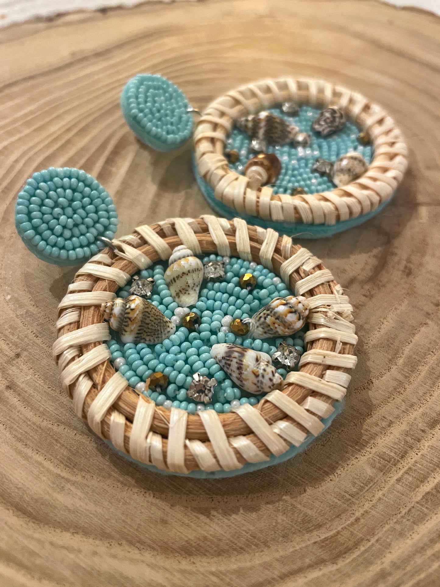 Boucles doreilles OCÉAN - Bleu Turquoise/Brun