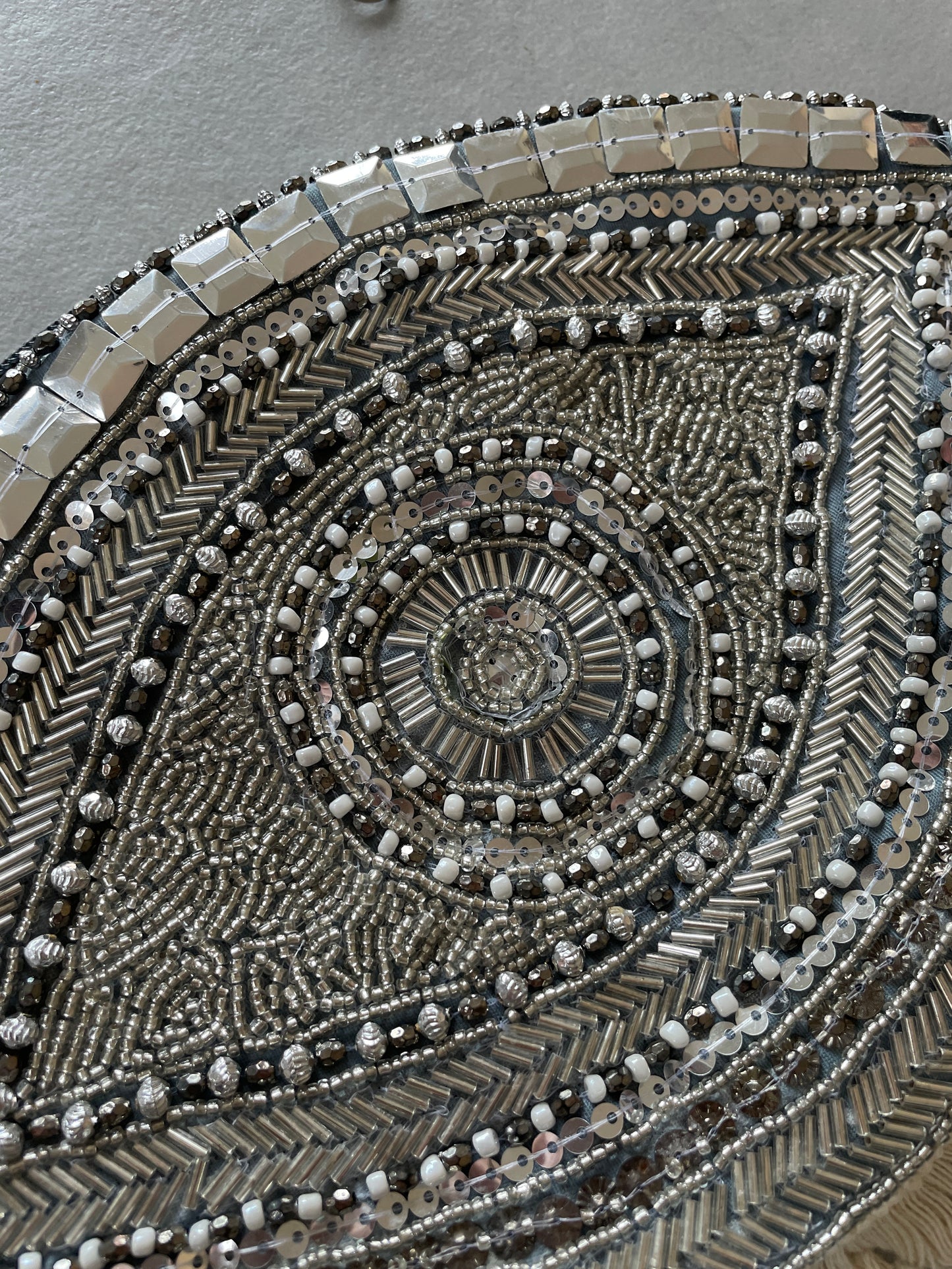 Sac brodé Boho-Chic EVIL EYE - Gris / Argenté