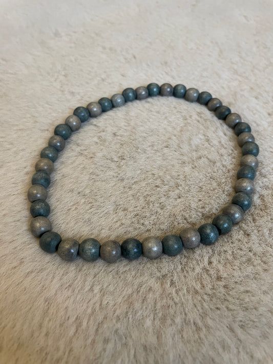 Collier Boho BRISE MARINE en perles de bois - Couleur bleu-gris
