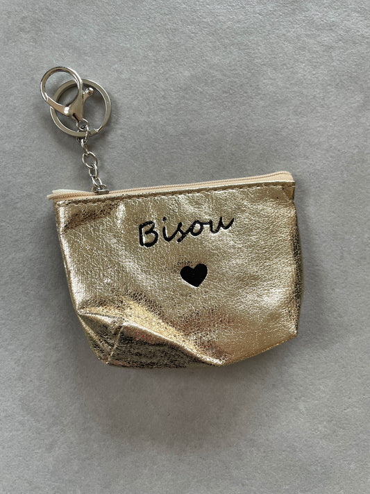 Porte-clés doré BISOU