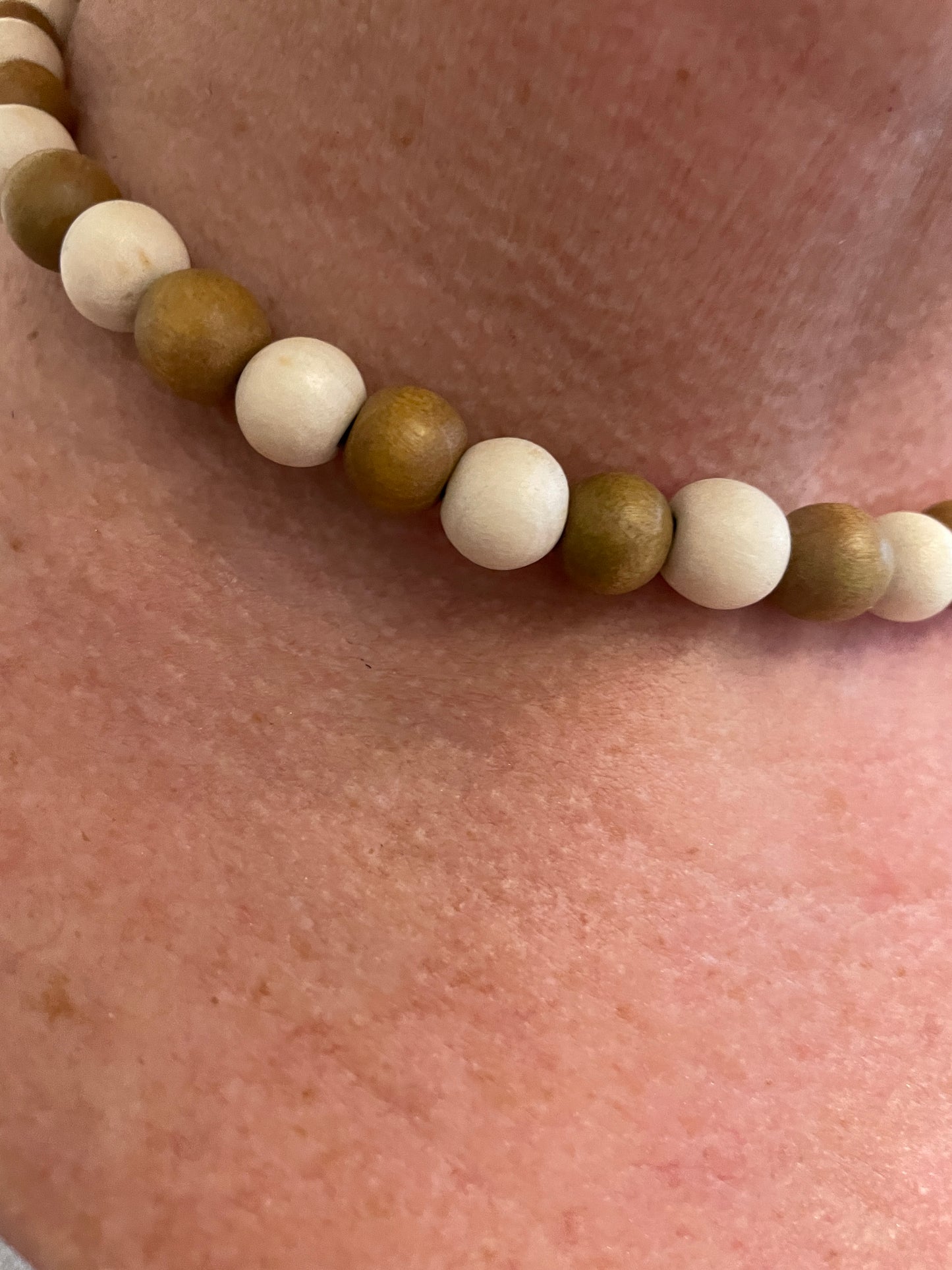 Collier Boho CAFÉ CRÈME en perles de bois - Crème/brun