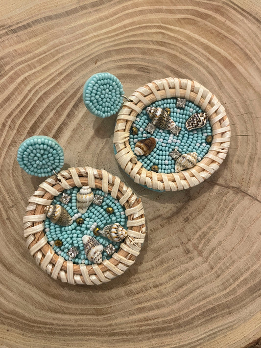 Boucles doreilles OCÉAN - Bleu Turquoise/Brun