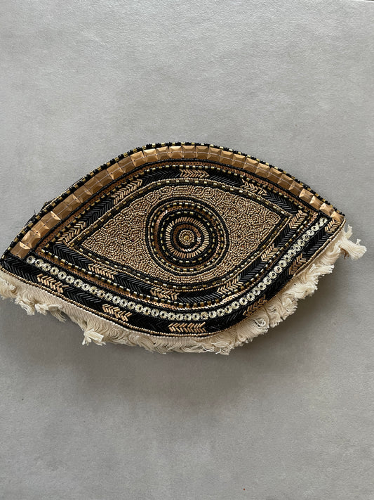 Sac brodé Boho-Chic EVIL EYE - Noir / Doré